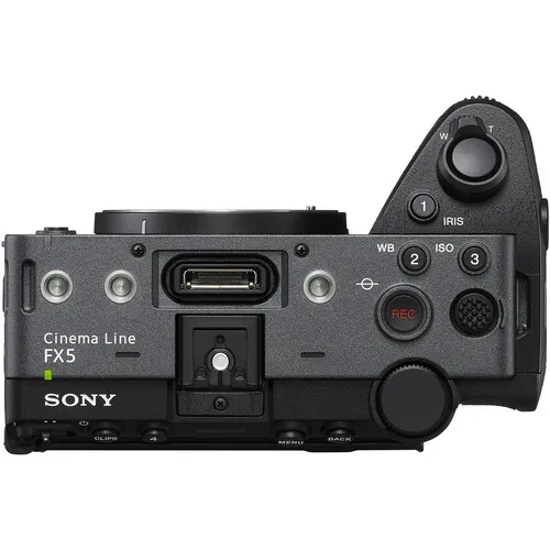 Vista superior da Sony FX5 com porta fechada