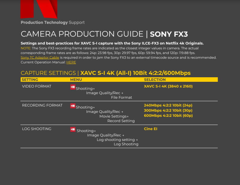 Sony FX3 agora aprovada pela Netflix